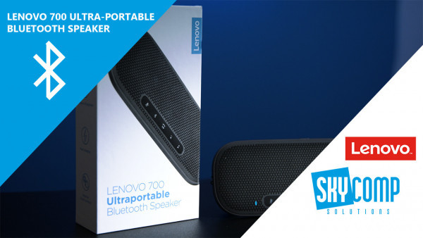 A Lenovo product box with a Bluetooth speaker on the front.